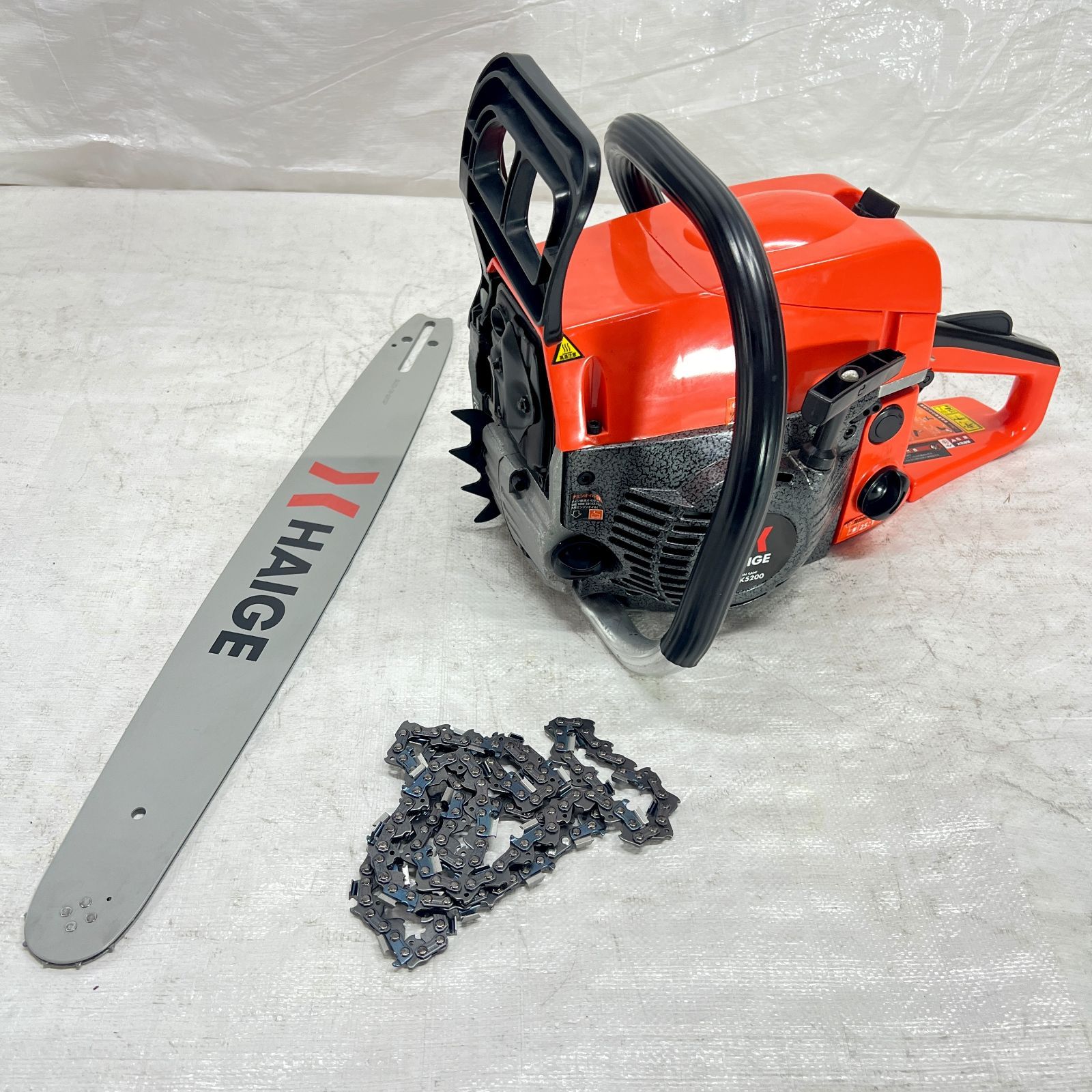 【未使用品】【展示品】 チェーンソー 20インチ (50cm) エンジン式 52cc 2サイクル 3馬力 ウォルブローキャブ オレゴン製 ソーチェーン装備 倒木 枝落とし 玉切り HG-K5200 【853】