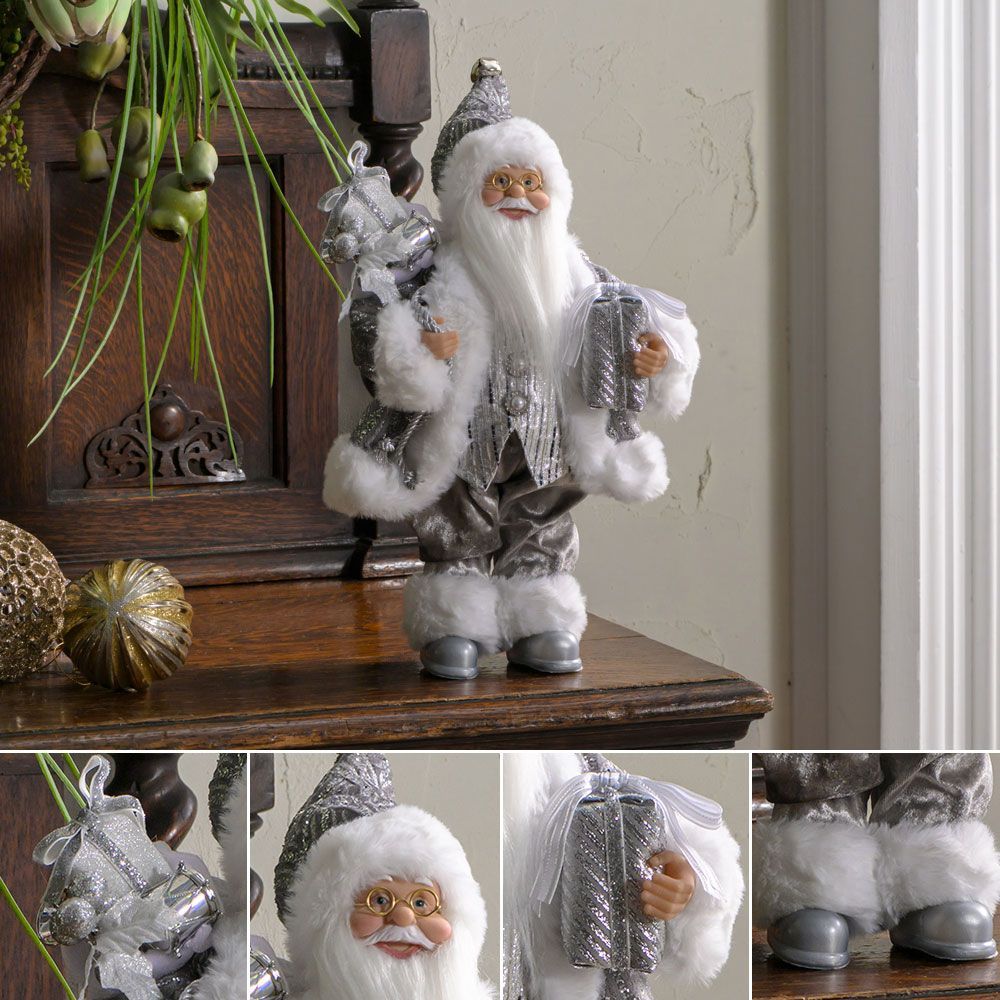 サンタクロースs25-sil シルバー 人形 インテリア 飾り 置物 パーティ ギフト プレゼント 贈り物