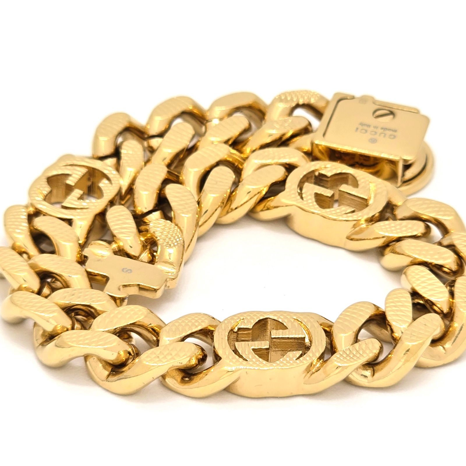 GUCCI グッチ 675758 インターロッキング ブレスレット S 腕周り約16.5cm イエローゴールドトーン メタル インターロッキングG ディテール付きのゴルメットチェーン WWW_SHINETEETH_COM