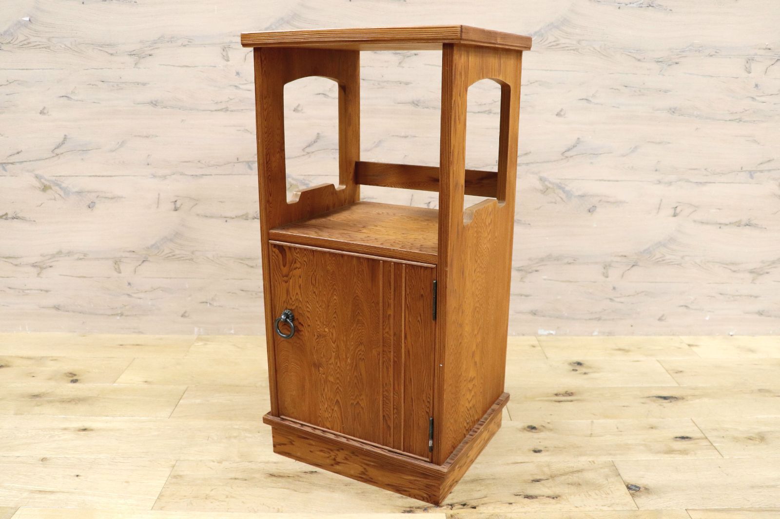 GMIH285A○世界遺産屋久杉 天然 稀少材 木製 和家具 和モダン レトロ 収納家具 電話台 花台 サイドボード サイドテーブル アンティーク