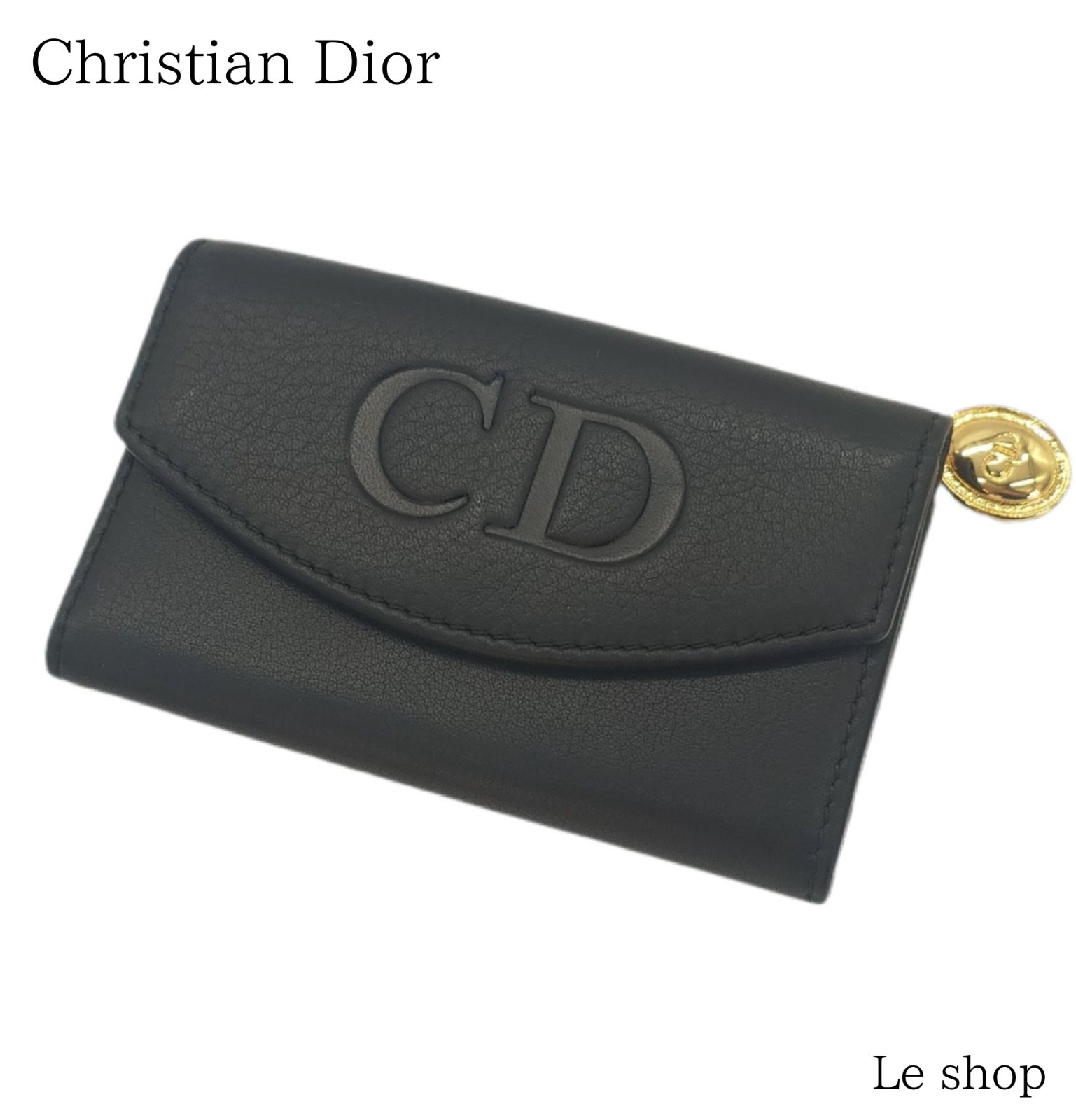 Christian Dior ディオール CDロゴ 6連キーケース ファスナーポケット付き レザー ブラック