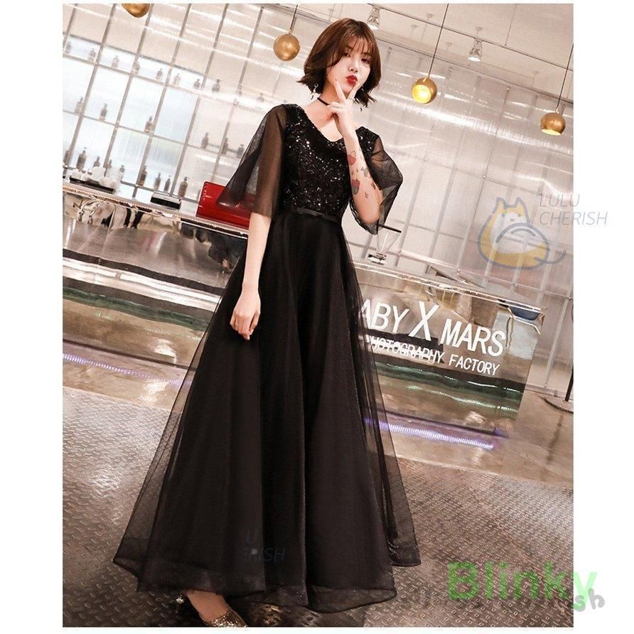 ルル。 ロングドレス 演奏会 パーティードレス ブラックドレス レディース