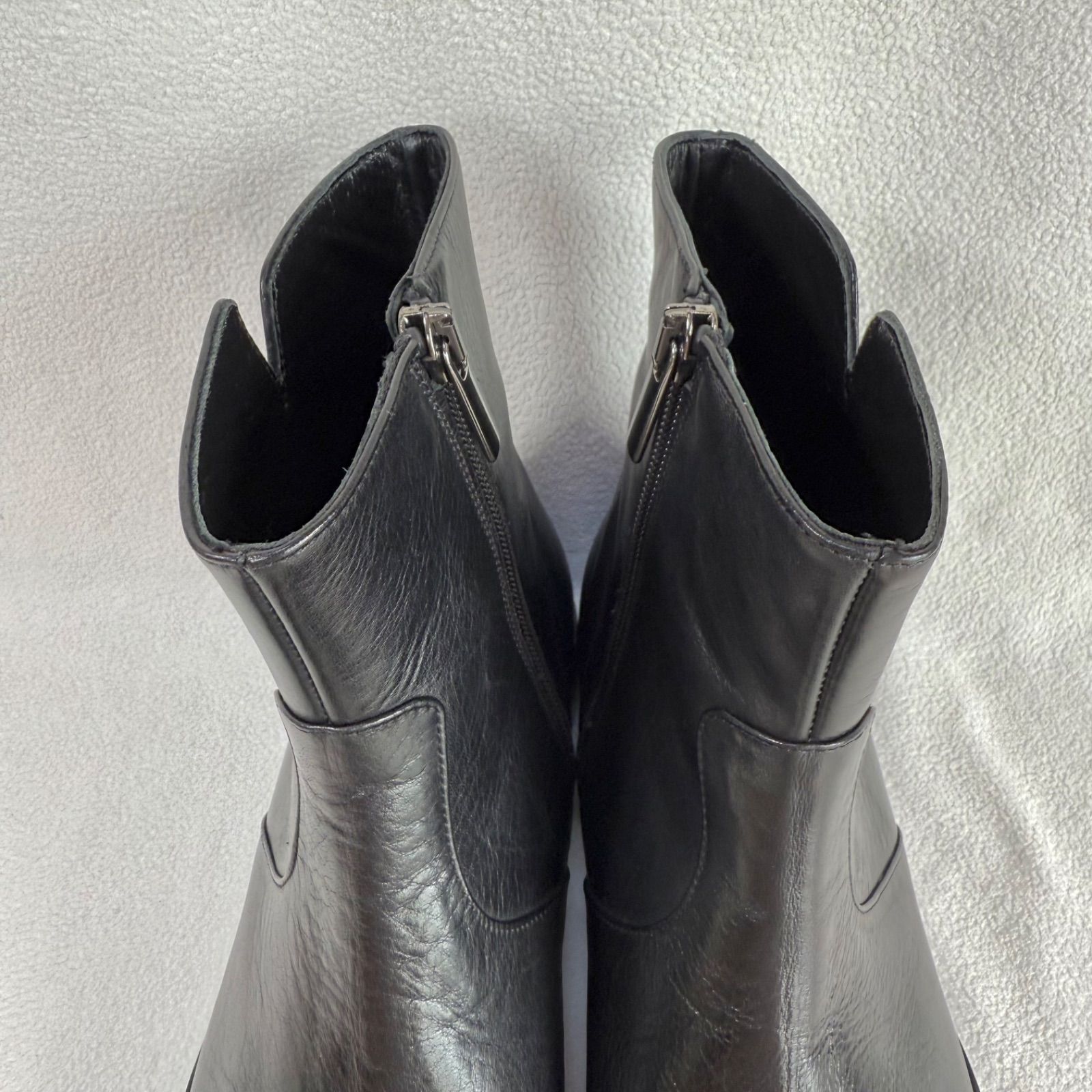 極美品✨ファビオルスコーニ サイドジップ ショートブーツ レザー ブラック ⑦ 極美品・38✨ファビオルスコーニ サイドジップ レザー ショートブーツ