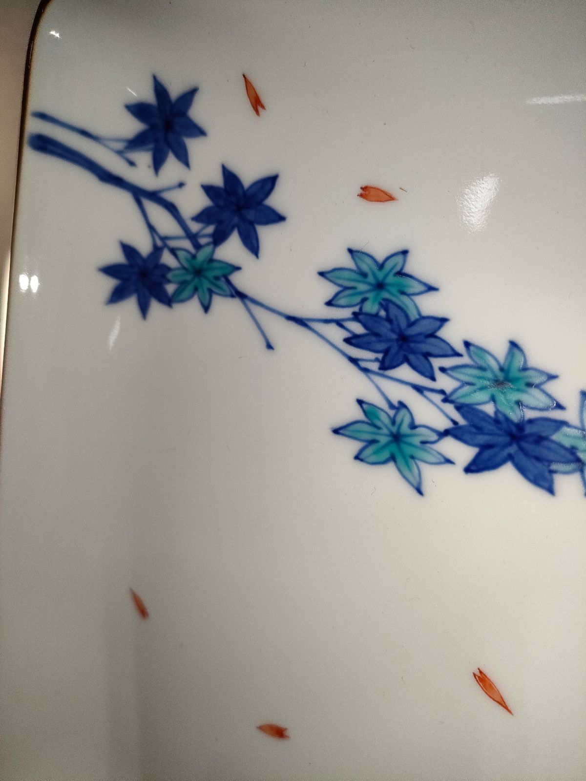 S10-3/有田焼/宮内庁御用達 十四代辻常陸製/染錦鴛鴦文盛皿/飾皿/懐石