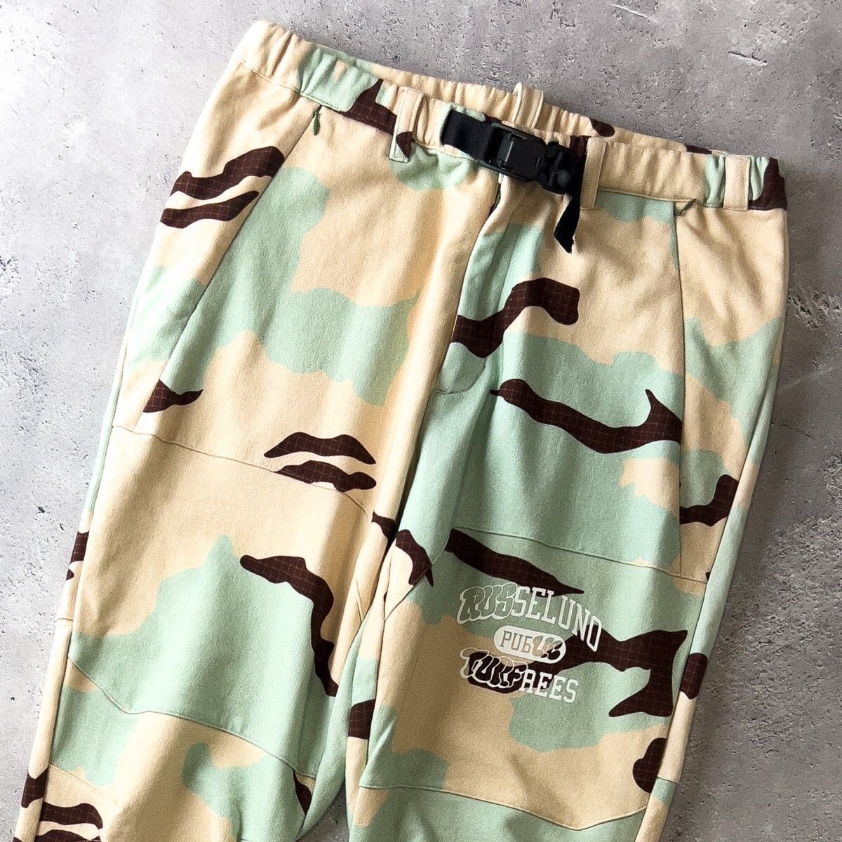 3.2万 Russeluno GOLF ラッセルノ SLOWUP LOGO HEAVY TECH PANTS スウェット ジョガー パンツ メンズ 7 2XL 迷彩柄 ゴルフウェア