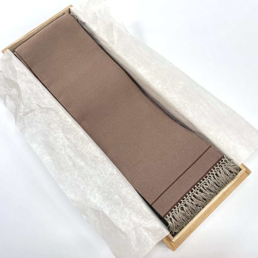 角帯 本つづれ帯 西陣織 伝統工芸士 峯陽作 正絹 小豆グレー 男着物 kimonolove リユース品 オゾン消臭サービス AO-0436