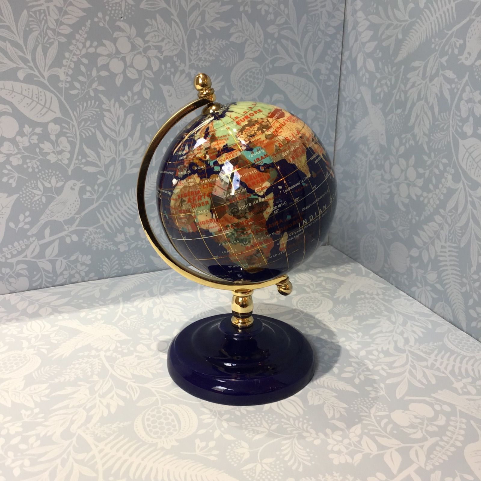地球儀 ラピスラズリ パワーストーン 置物 18 10 cm