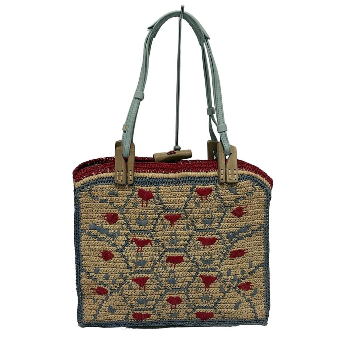 JAMIN PUECH ジャマンピエッシェ トートバッグ - ベージュ×レッド×マルチ レザー