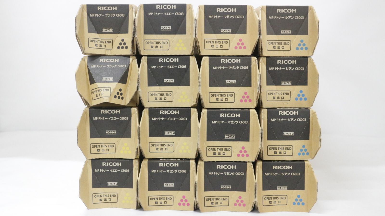 ♥ RICOH 純正 トナー C6003 3色14本 シアン マゼンタ イエロー 開封おまけブラック2本 リコー ITI5NAG4J5NE-D-F17.5-byebye