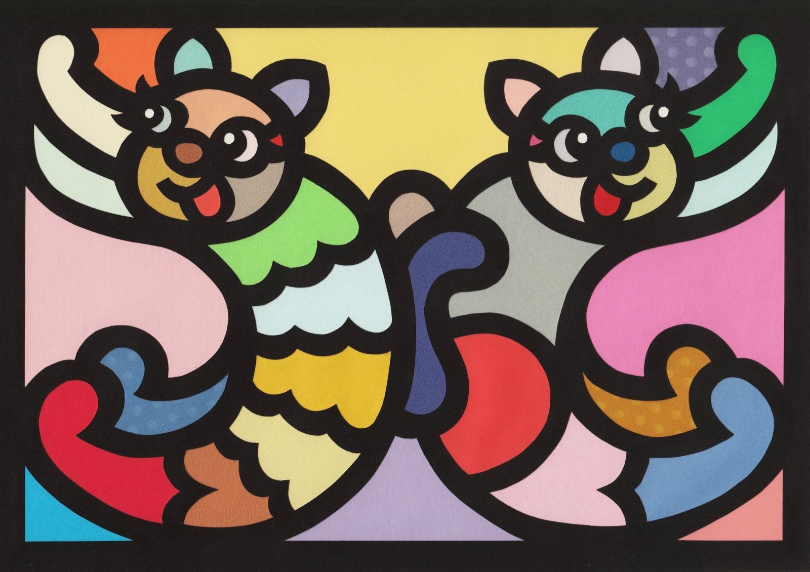 A4サイズ 189-1 Cat Alphabet - X 2025 Original art work on paper cutting with collage