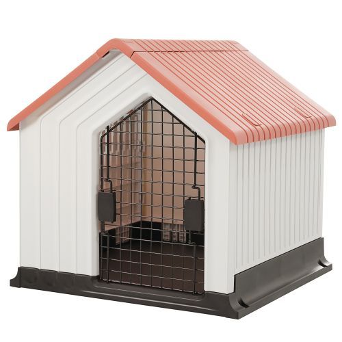 犬小屋 ドア付き ペットハウス ペットケージ プラスチック製 犬 室内犬 室外 ペットゲージ オシャレ ボブハウス ペットハウス ペットサークル M レッド