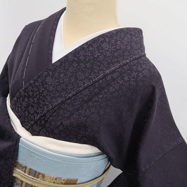 ❁tomihisa❁新品 単衣 着物 正絹 仕付け糸付 トールサイズ”深紫を