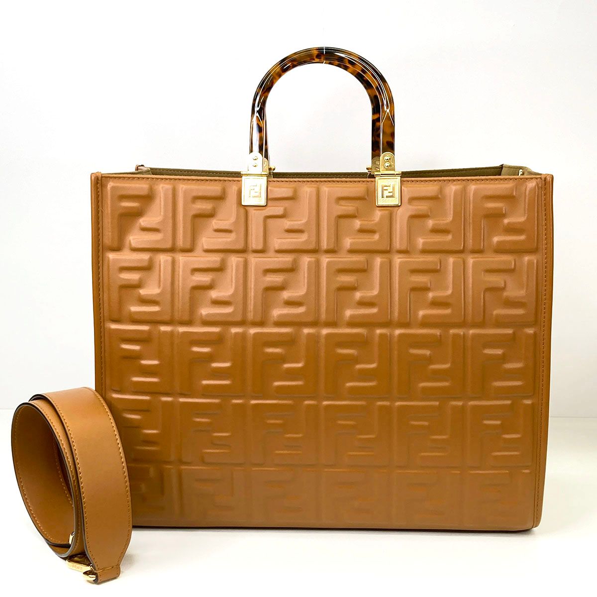 FENDI フェンディ サンシャイン ミディアム トートバッグ 8BH386 レディース ブラウン