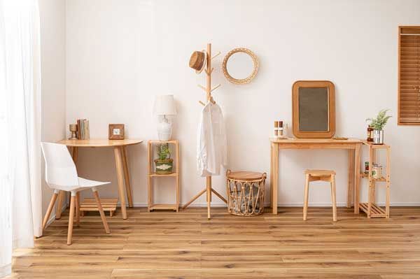 天然木 ラバーウッド のシンプルデスク W90×D37×H73cm ナチュラル