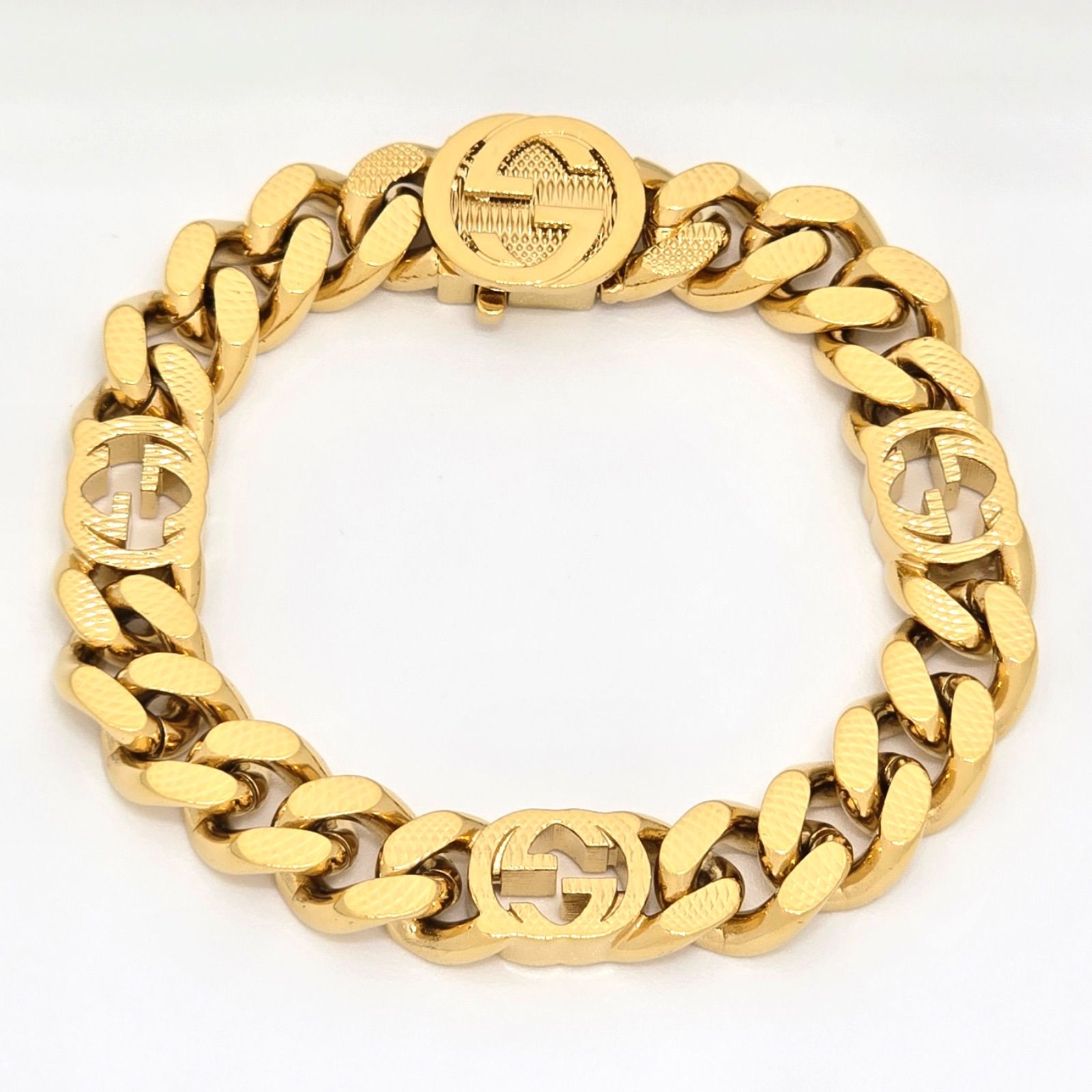 GUCCI グッチ 675758 インターロッキング ブレスレット S 腕周り約16.5cm イエローゴールドトーン メタル インターロッキングG ディテール付きのゴルメットチェーン