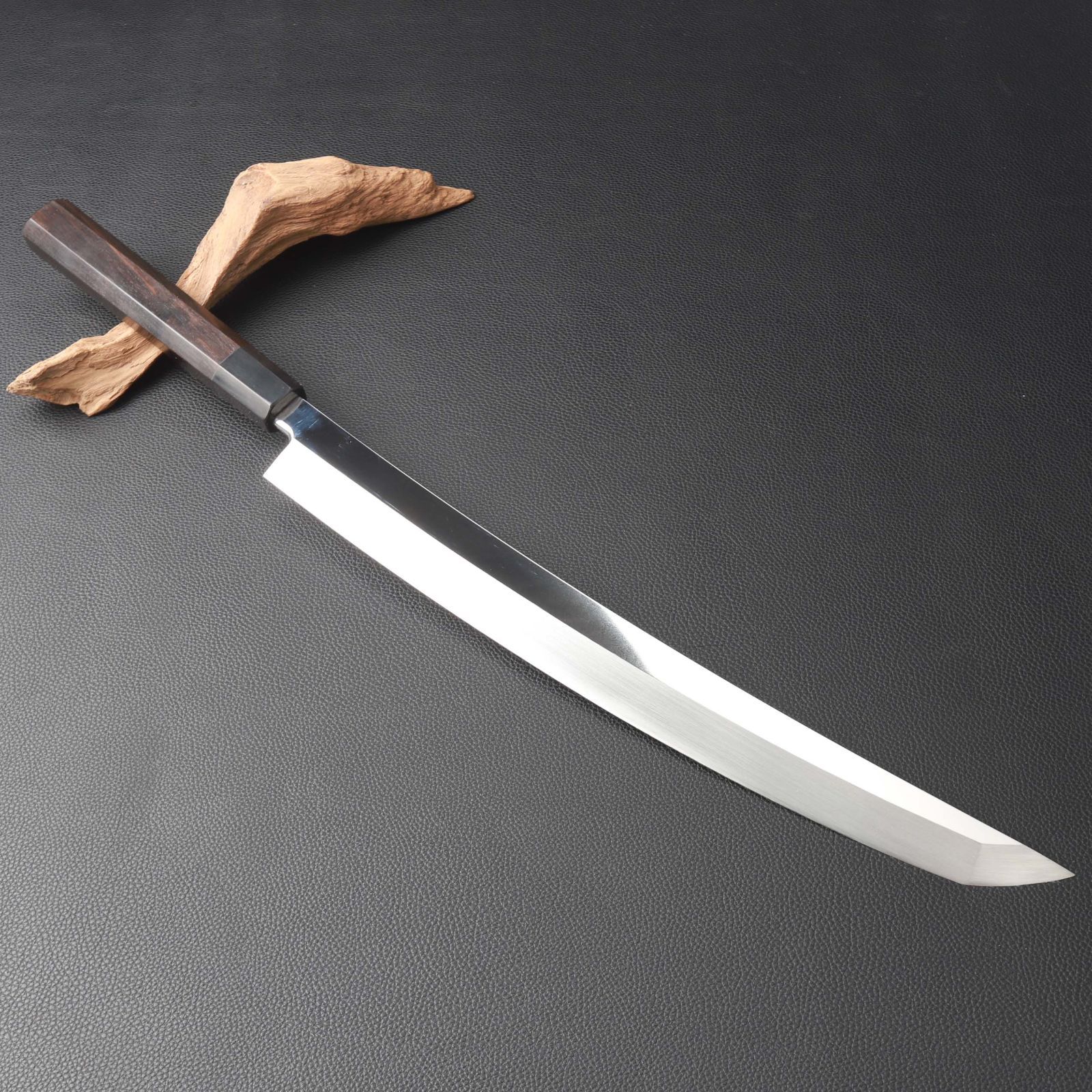 鬼反り先丸包丁 刺身包丁 尺二（刃渡り360mm）通常鏡面仕上げ 本刃付け