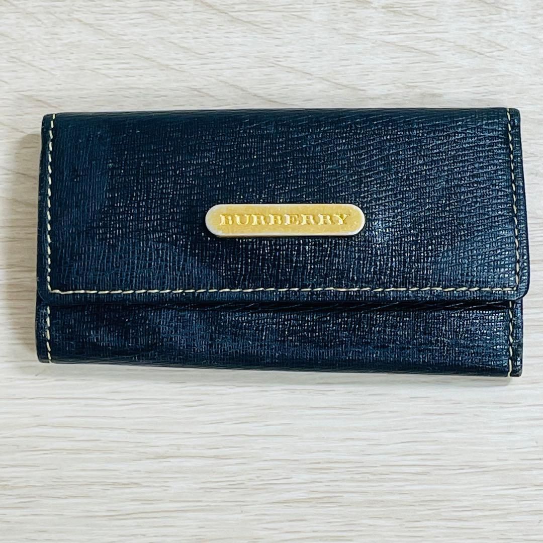 BURBERRY バーバリー キーケース ブラック レザー チェック柄 - メルカリ