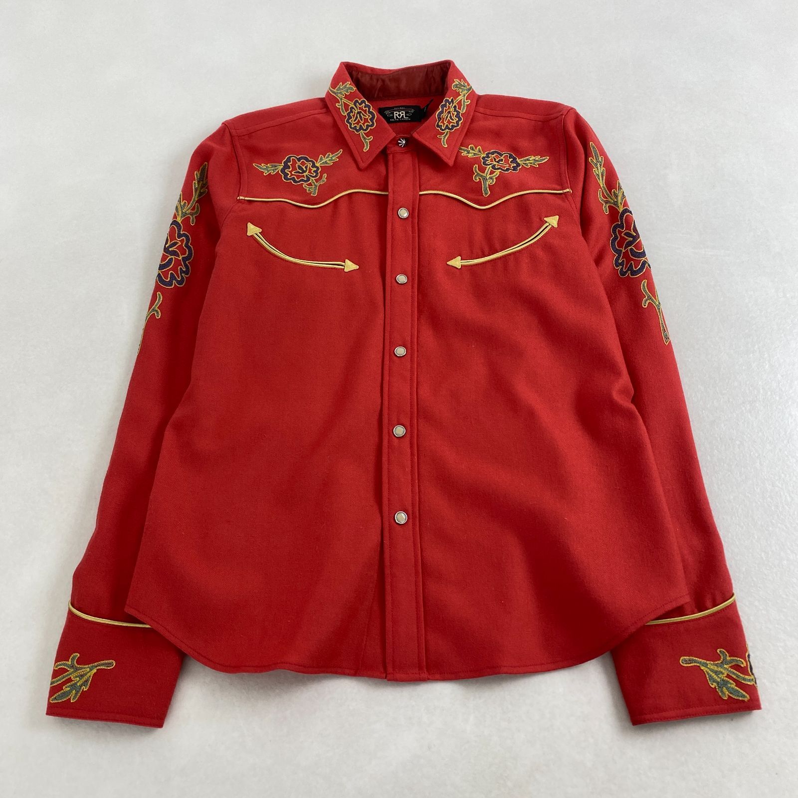ダブルアールエル ウエスタンシャツ RRL 刺しゅう 赤 3 L相当