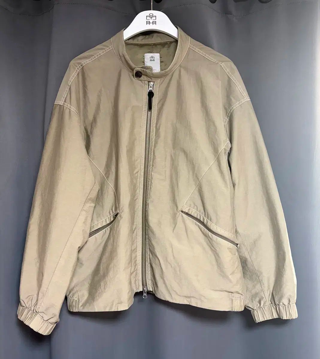 3 ポリテル ライダースジャケット ベージュ