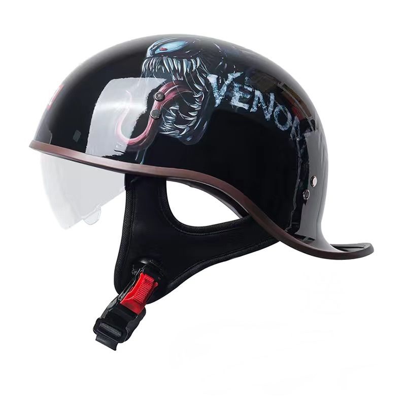 ベノムデザイン ヘルメット ハーフタイプ バイク用 クラシックスタイル ハーフヘルメット バイク用 男女兼用 内蔵シールド付き 軽量設計 LV112フリーダム箱入り M〜2XL