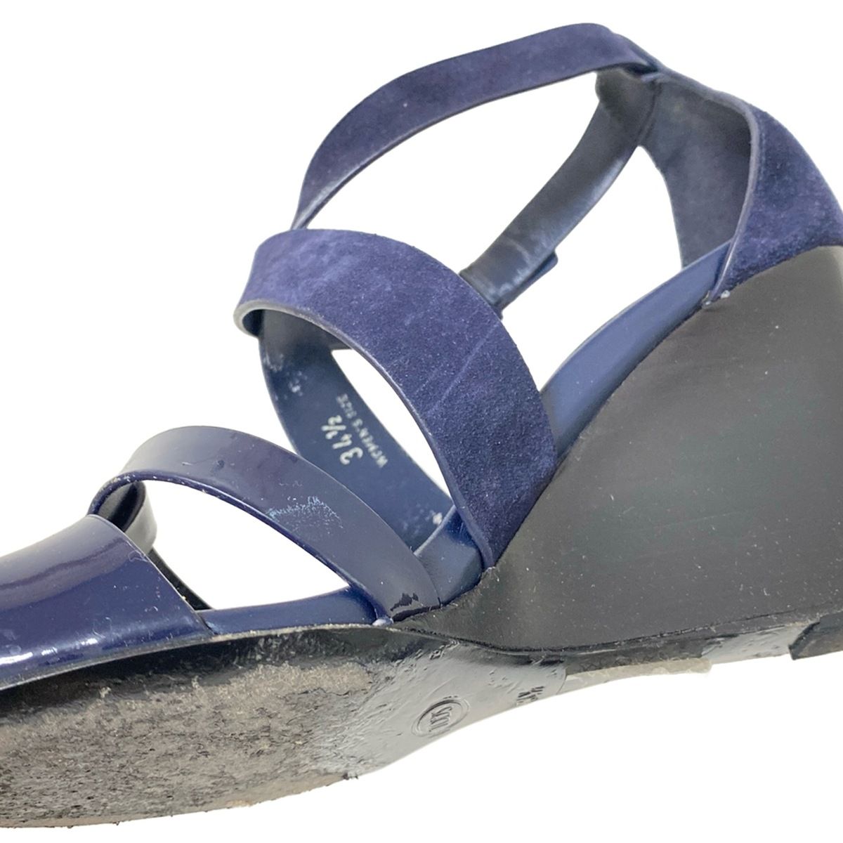  TOD S トッズ パンプス 34 1 2 レディース - ダークネイビー オープントゥ ウェッジソール レザー ハイヒール パンプス パンプス