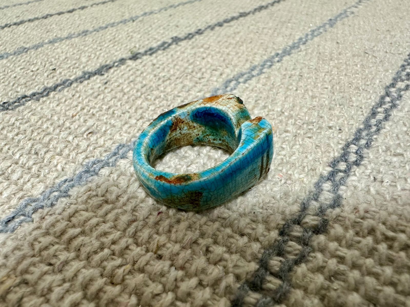 秘蔵品！ 古代エジプト 聖眼ウジャト ホルスの眼 リング ファイアンス 文化遺産 ☆秘蔵品☆ 古代エジプト 聖眼ウジャト ホルスの眼 リング ファイア