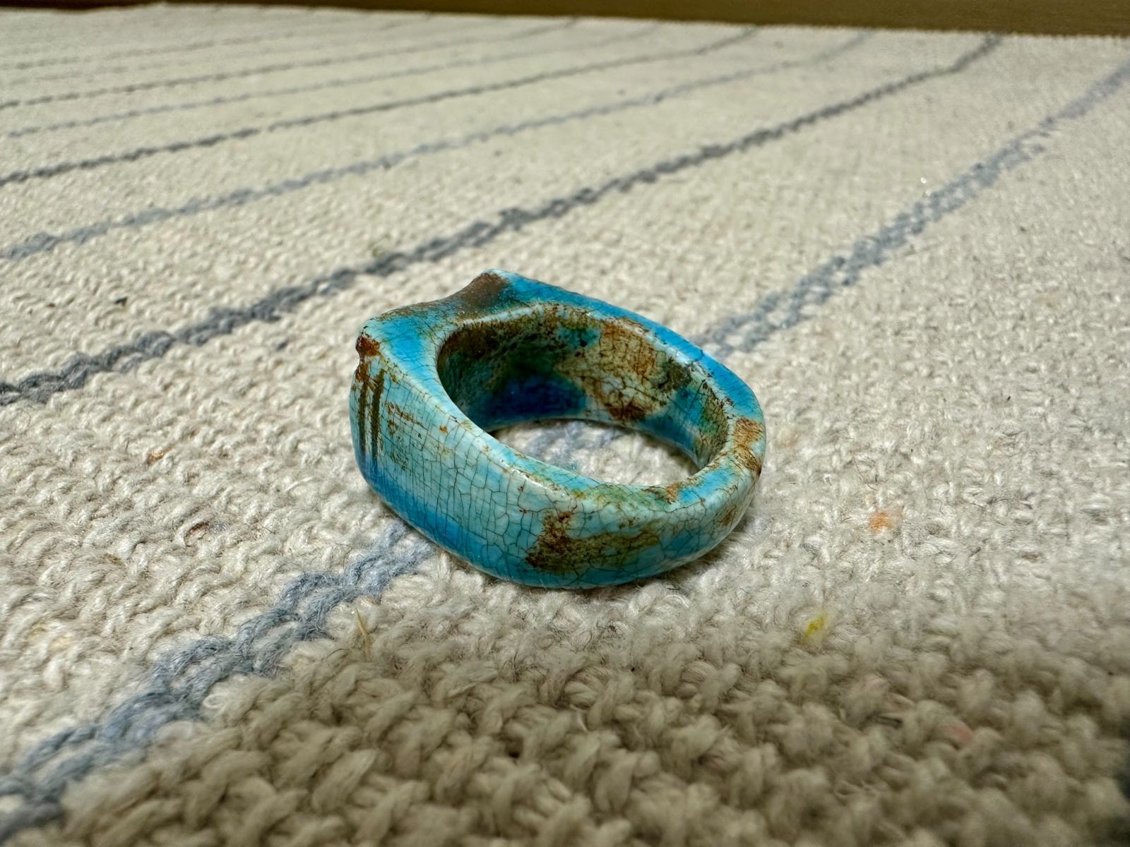 秘蔵品！ 古代エジプト 聖眼ウジャト ホルスの眼 リング ファイアンス 文化遺産 ☆秘蔵品☆ 古代エジプト 聖眼ウジャト ホルスの眼 リング ファイア