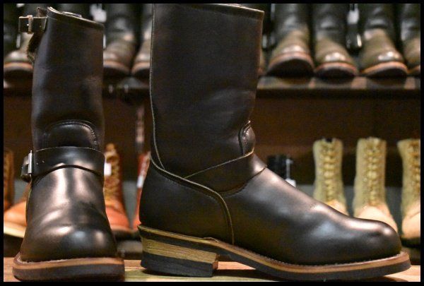 7.5 D PT 91刺繍 レッドウィング 2268 エンジニア 黒 ブラッククローム スチールトゥ プルオン ブーツ redwing FJ 288