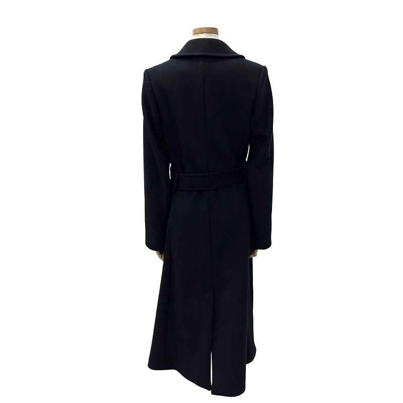 クローディピエルロ CLAUDIE PIERLOT Wool Blend Trench Coat ウール混 トレンチコート ロングコート ダブルブレスト ジャケット ベルト付 CFPOU00459 36 紺 ネイビー