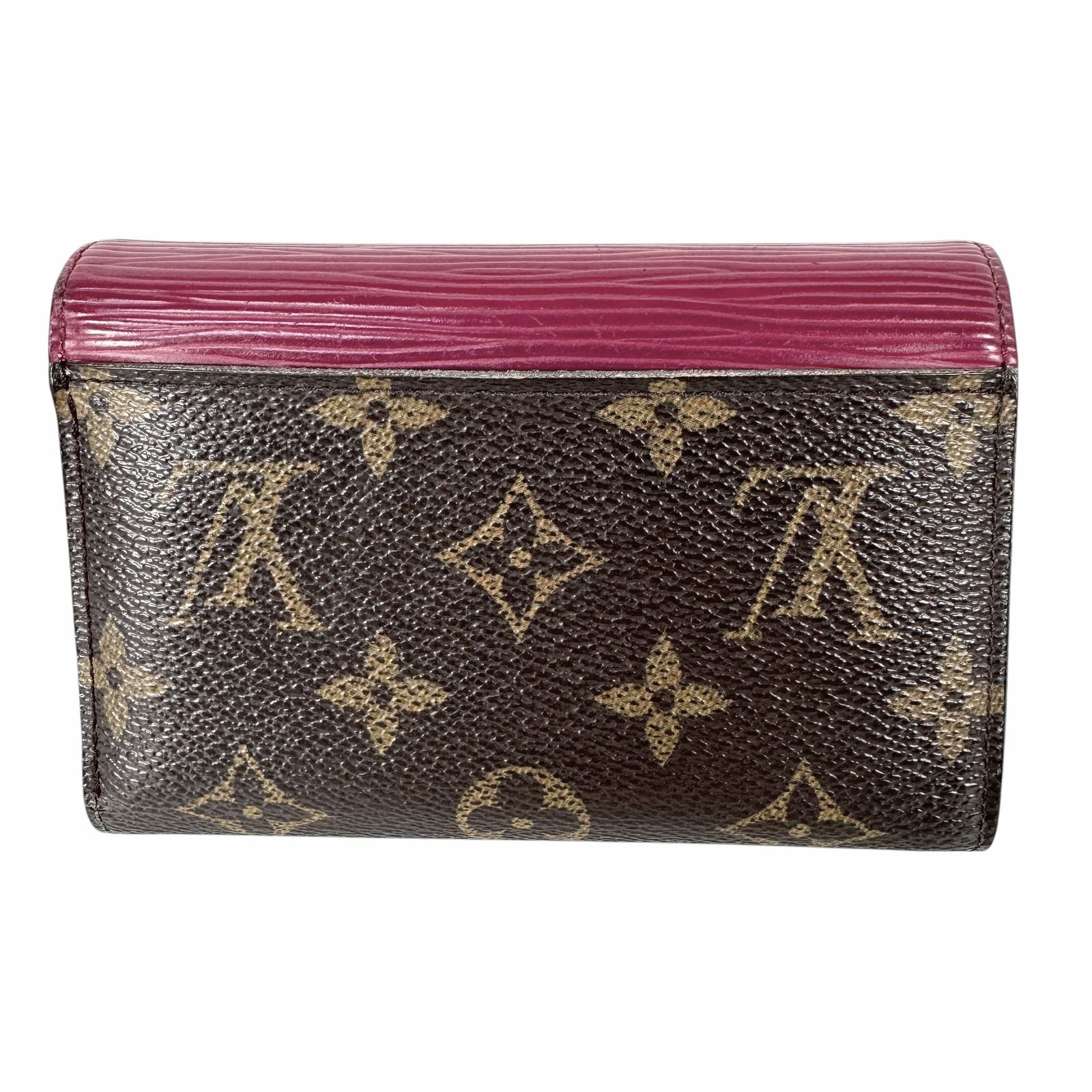 ルイヴィトン モノグラム ポルトフォイユマルリーコンパクト フューシャ 財布 J0491