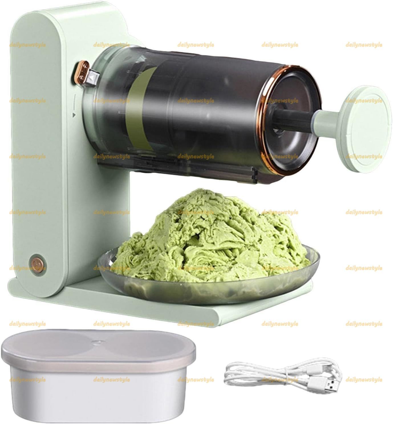 人気推薦◆小型アイスクラッシャー 充電式静音アイスチョッパー つらら型付き スクリューエレベーター付きスノーフレークアイスシェーバーメーカー アイスクリーム 冷たい飲み物 フルーツデザート用のフルーツアイスクリームマシン