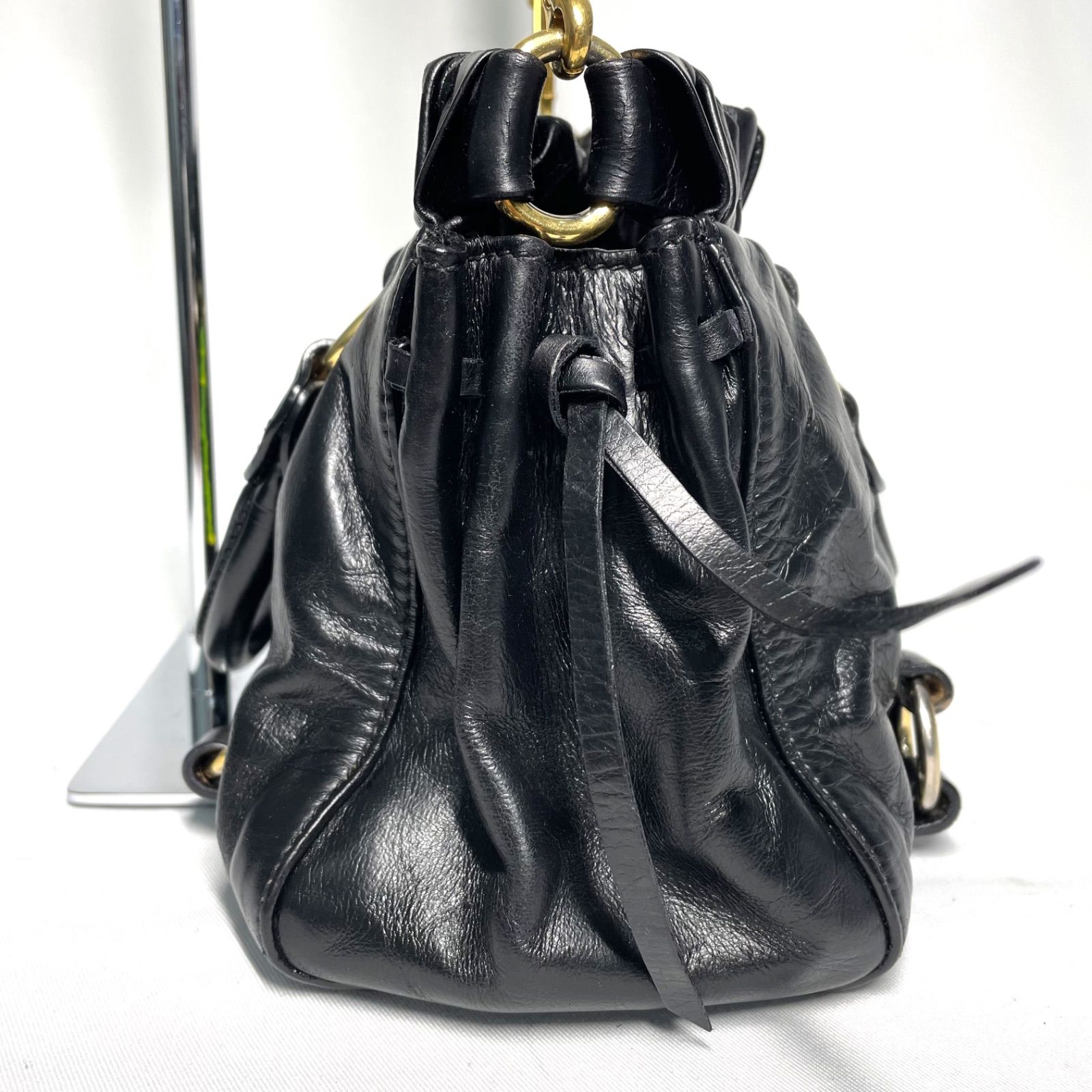 【出品7/15迄】miu miu 2way ハンドバッグ ブラック ミュウミュウ miumiu レザー ショルダーバッグ ハンドバッグ 2WAY