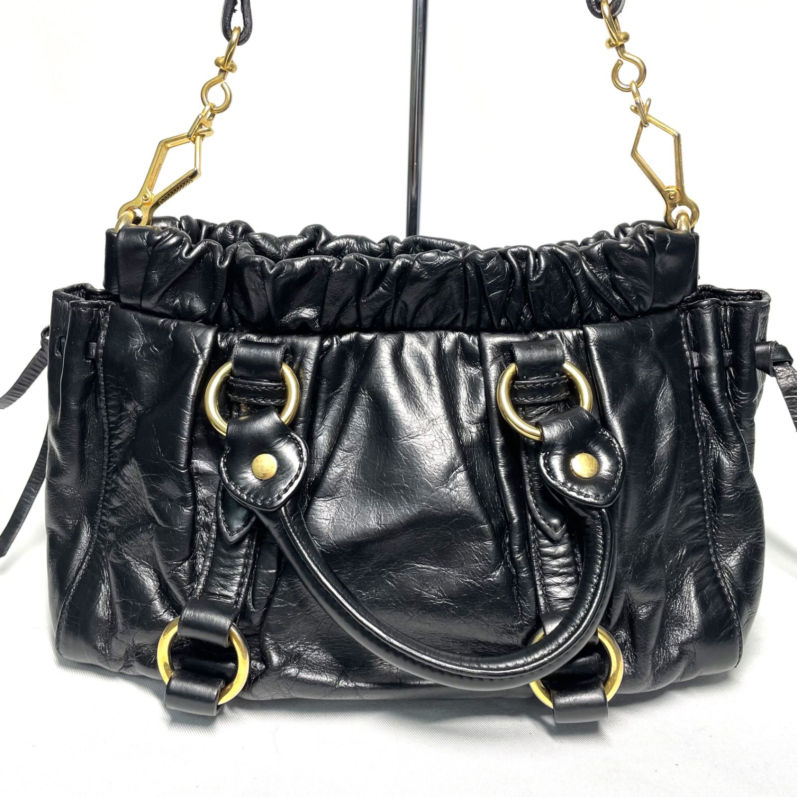 ミュウミュウ miumiu レザー ショルダーバッグ ハンドバッグ 2WAY