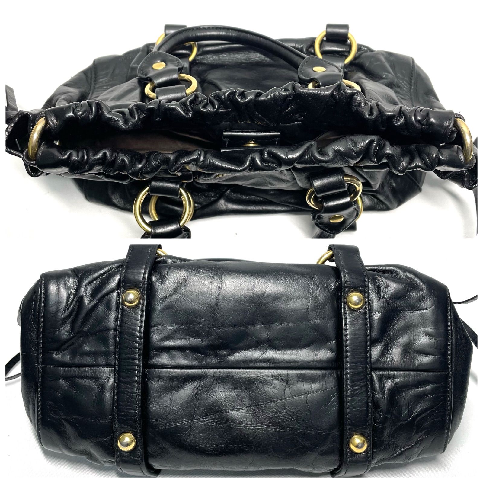 ミュウミュウ miumiu レザー ショルダーバッグ ハンドバッグ 2WAY