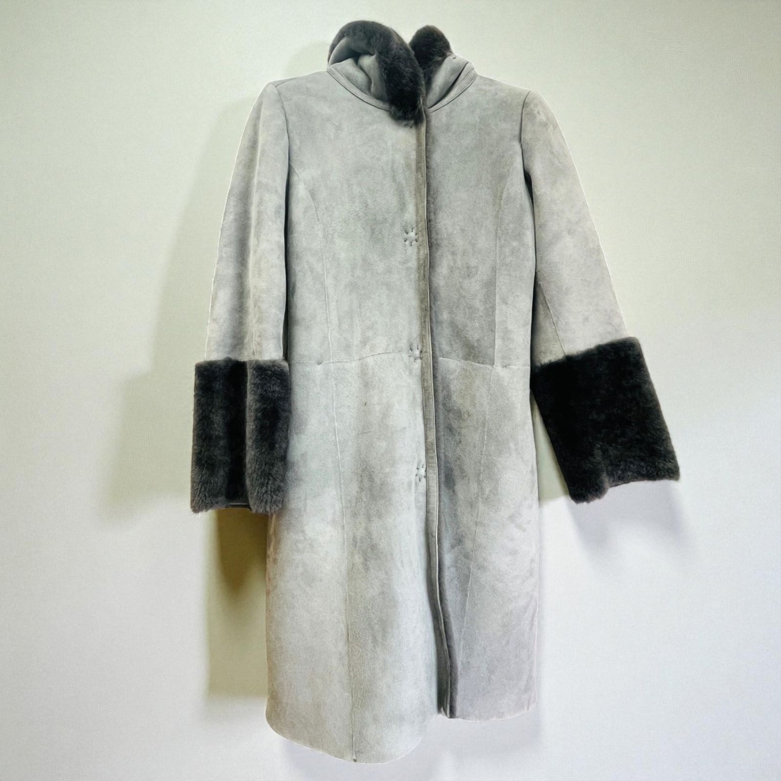 美品シェアードミンクファーコート ボタン付き ショールカラーGRES PARIS 美品シェアードミンクファーコート ボタン付き ショールカラーGRES