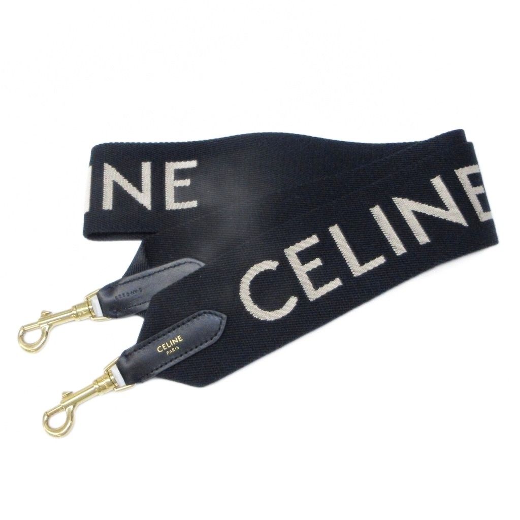 セリーヌ CELINE 美品 ロゴ ジャカード ショルダーストラップ 黒