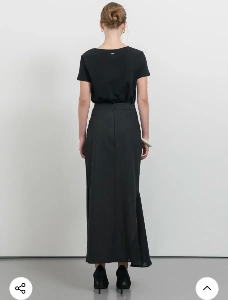 シャーリング スカート_ブラック