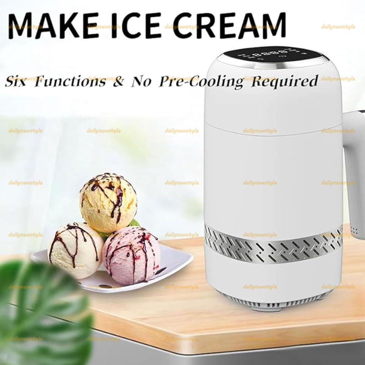 アイスクリームメーカー ポータブルフローズンデザートメーカー 300 ml 自動アイスクリームマシン LEDタッチスクリーン 6つのモードと90分のクイック製造 アイスクリーム シャーベット作り用