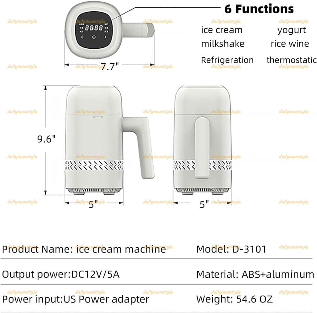  アイスクリームメーカー ポータブルフローズンデザートメーカー 300 ml 自動アイスクリームマシン LEDタッチスクリーン 6つのモードと90分のクイック製造 アイスクリーム シャーベット作り用 その他 キッチン家電