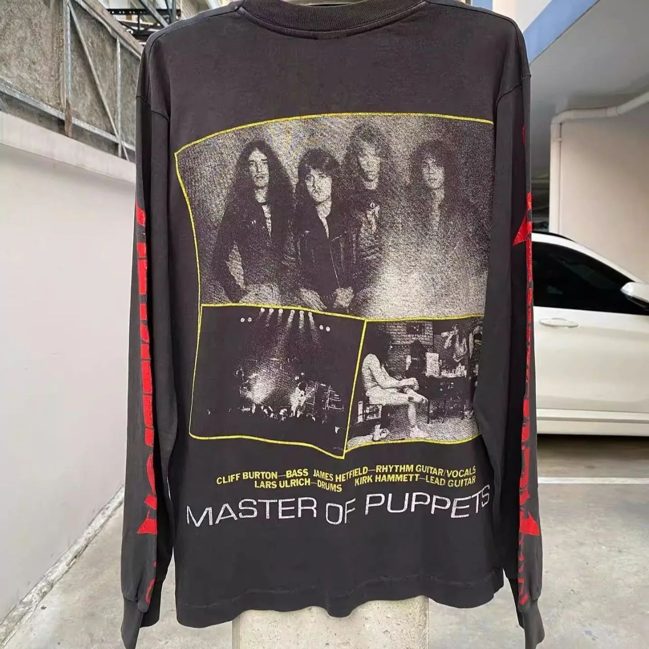 h 240g ヘビーウェイト Vintage 美式 Metallica ロックバンド 長袖Tシャツ｜ユニセックス 春秋 重磅 ダメージ加工 M-6XL!