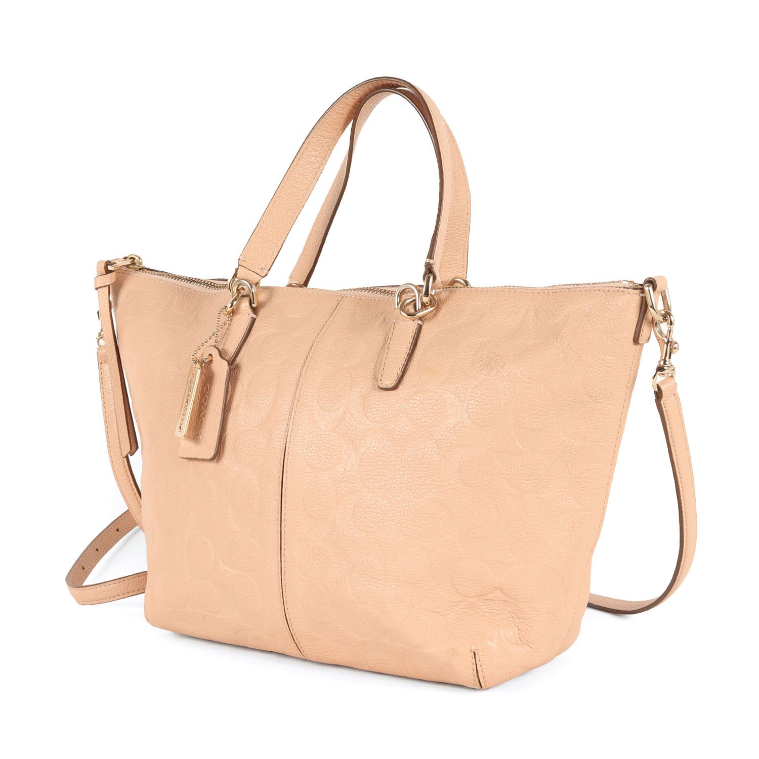 超美品　COACH　ハンドバッグ ベージュ/ピンク　ショルダー　2WAY COACH コーチ 2wayショルダーバッグ ピンクベージュ レザー F57520