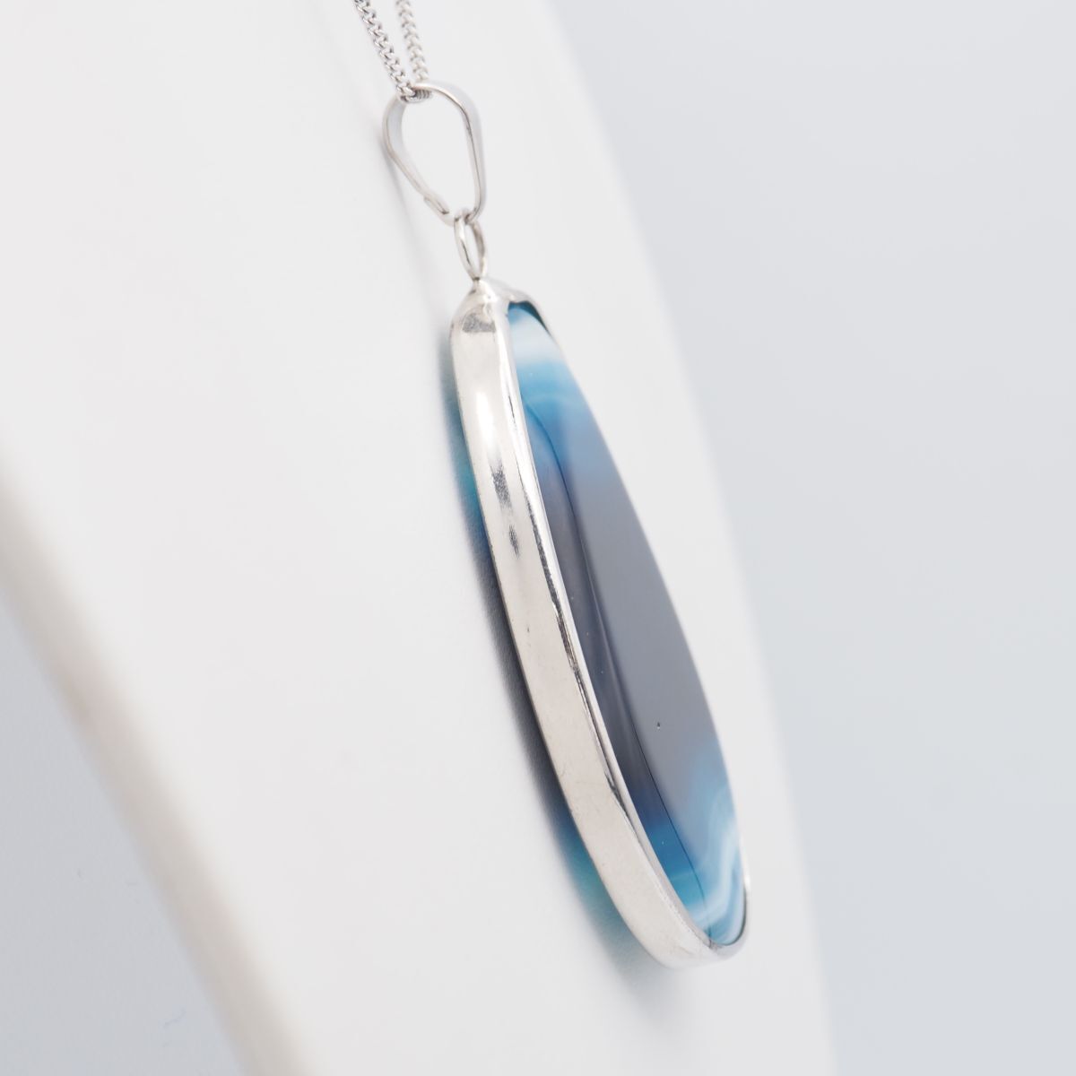 H593 特大 ブルーアゲート 青瑪瑙 メノウ ペンダント トップ デザイン