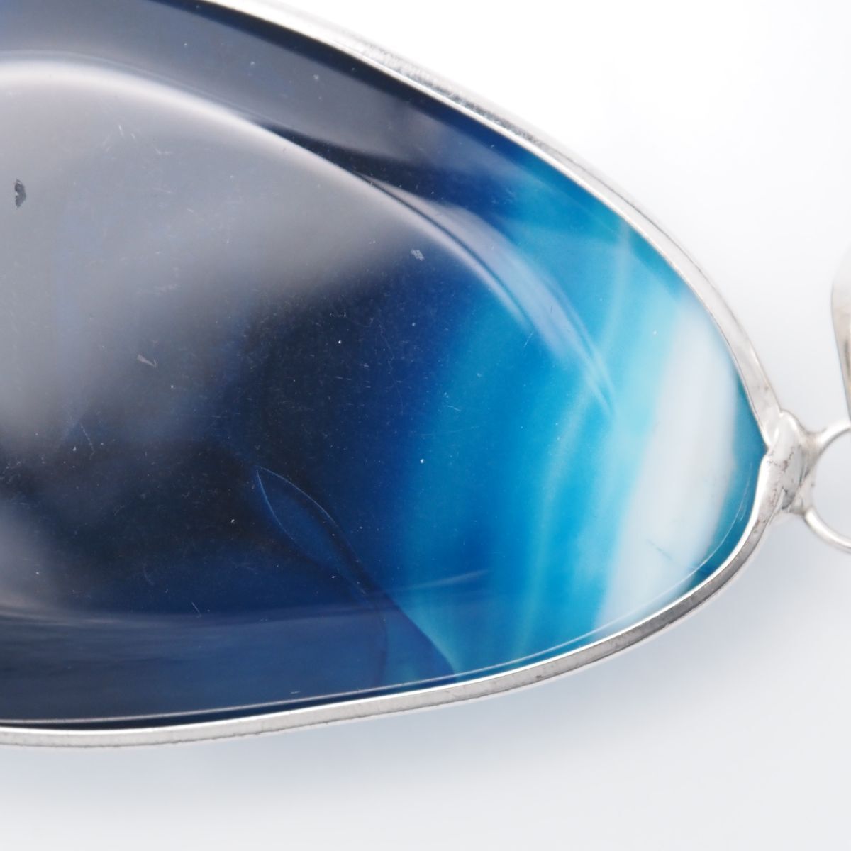 青メノウ H593 特大 ブルーアゲート 青瑪瑙 メノウ ペンダント トップ デザイン