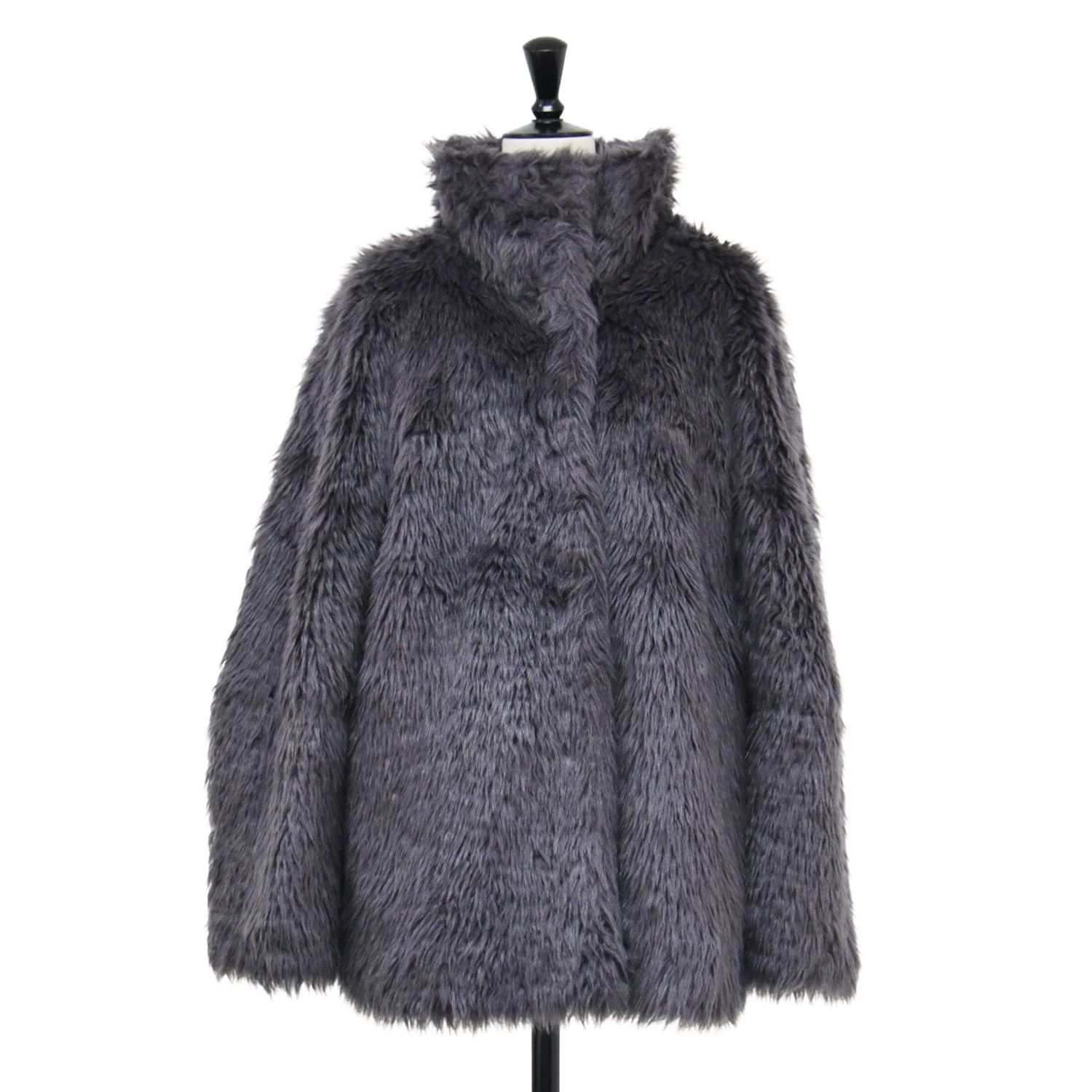 FRAY I.D フレイアイ ディー ジャケット グレー サイズ 23秋冬 ハイネック ファー ミドルジャケット ブルゾン 長袖 チュニック丈 オーバーサイズ アウター 上着 コート レディース