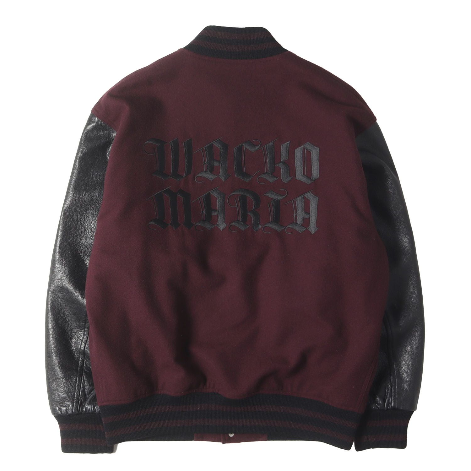 WACKO MARIA ワコマリア ジャケット バーガンディー サイズ S 23SS 袖レザー メルトンウール スタジャン バーシティ ジャケット LEATHER VARSITY JACKET アウター ブルゾン