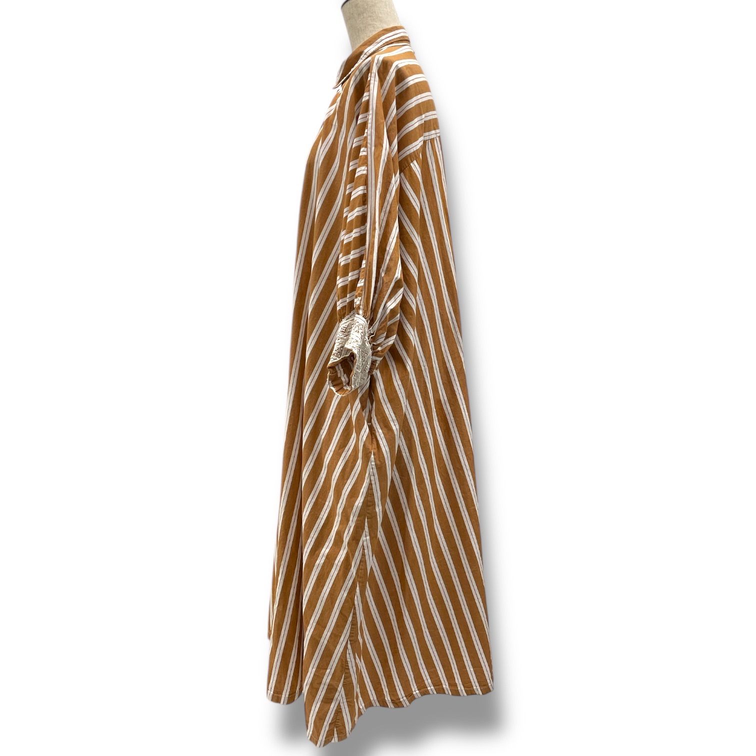 ne Quittez pas ヌキテパ ロングワンピース ブラウン ストライプ ne Quittez pas ヌキテパ エンブロイダリーシャツワンピース ロング