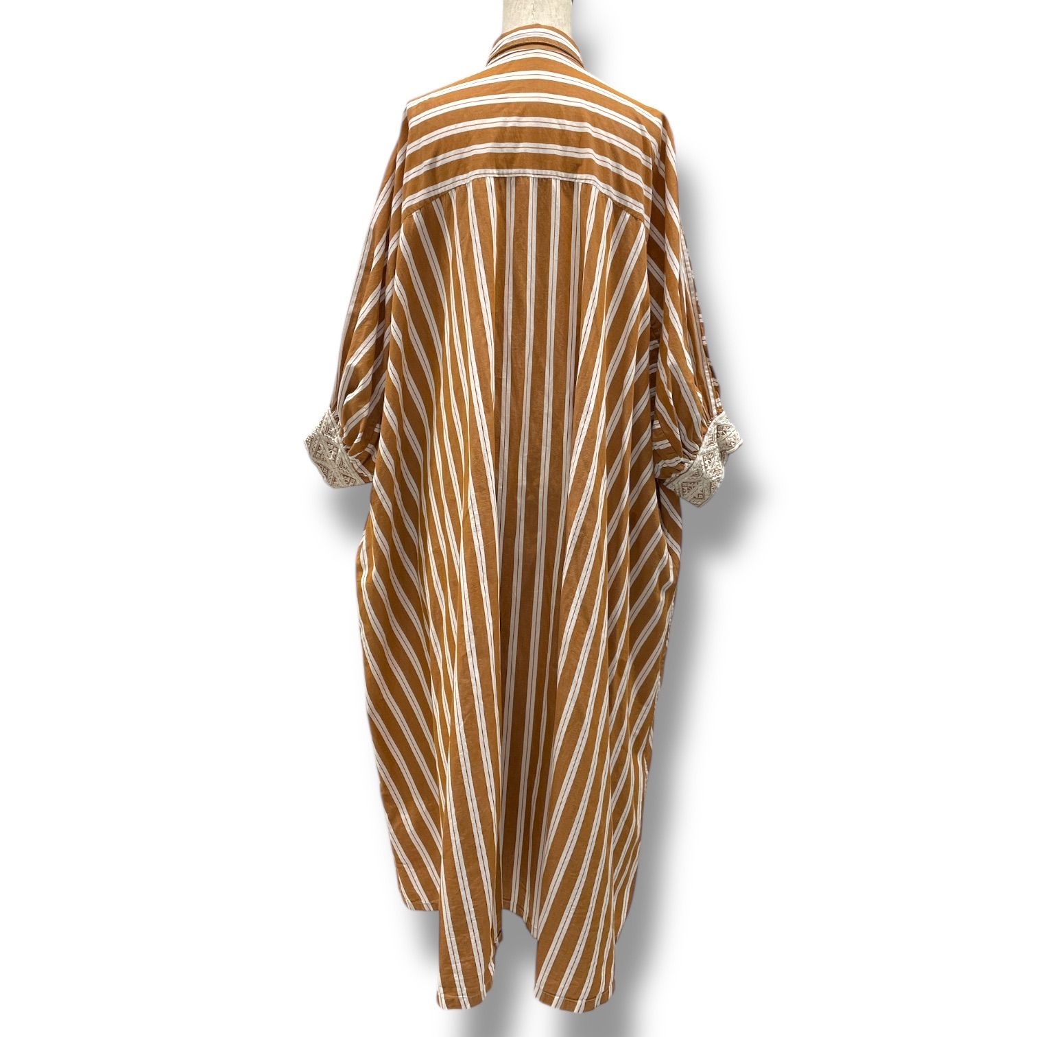 ne Quittez pas ヌキテパ ロングワンピース ブラウン ストライプ ne Quittez pas ヌキテパ エンブロイダリーシャツワンピース ロング