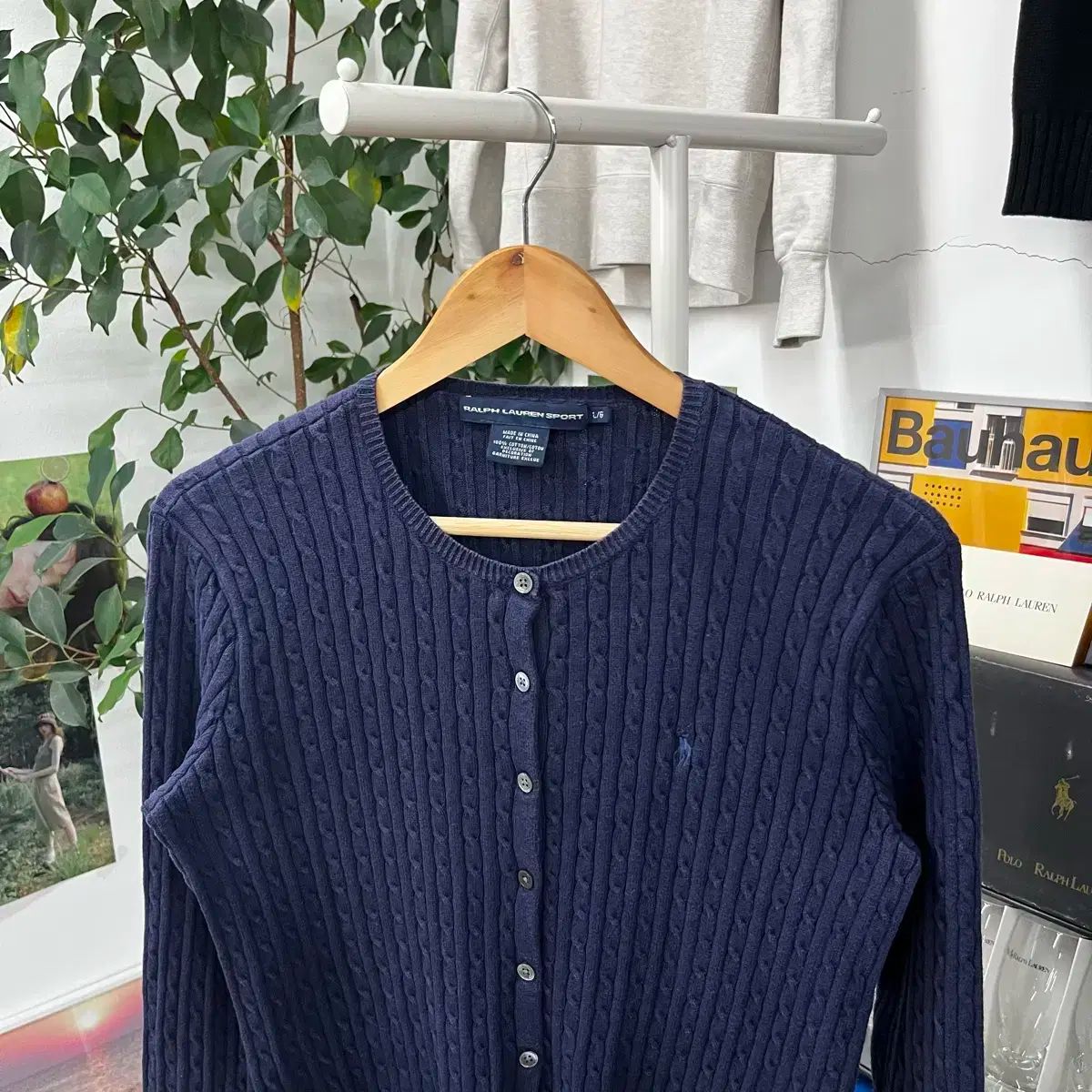 ポロラルフローレン ウィメンズ コットン ケーブル カーディガン L