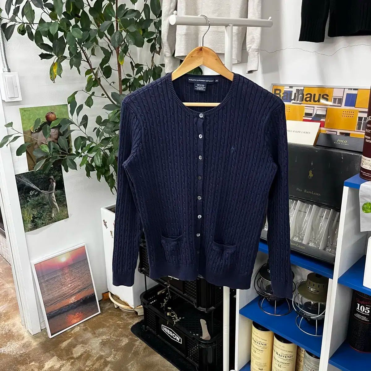 ポロラルフローレン ウィメンズ コットン ケーブル カーディガン L