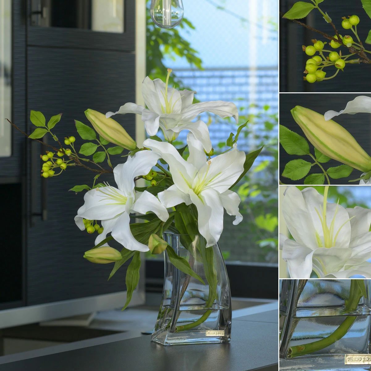 NEW 造花 百合 ユリ カサブランカ3L インテリア アレンジメント アーティフィシャルフラワー 開院祝い 開業祝い 開店祝い 花 おしゃれ アレンジ 白 ホワイト ギフト プレゼント 贈り物